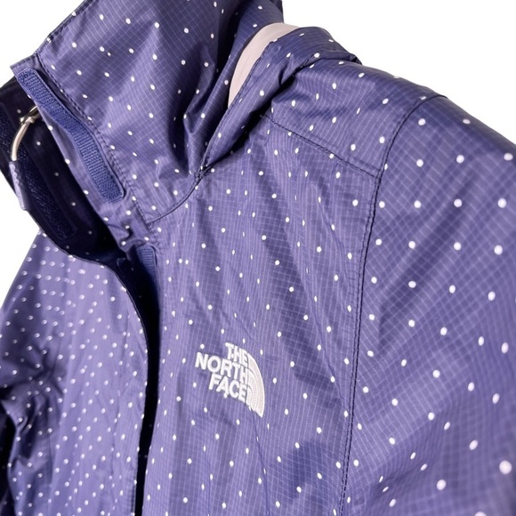 THE NORTH FACE Hooded Windbreaker Jacket Size XS in Polka Dot Navy Blue - Picture 5 of 14